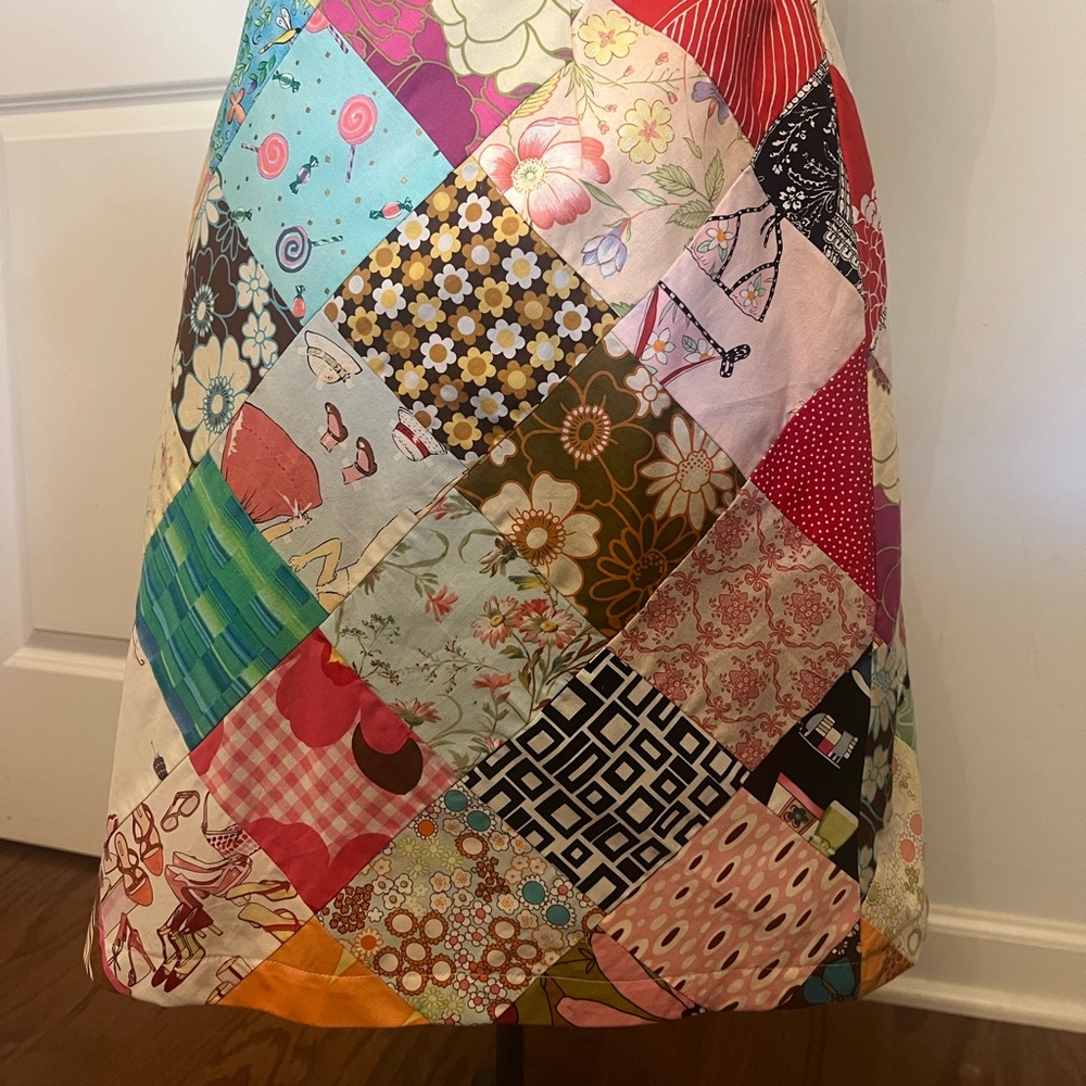 LOVE-LIFE PATCHWORK TRENDY SKIRT 20” LENGTH NWOT SZ:S $160 - Picture 2 of 9